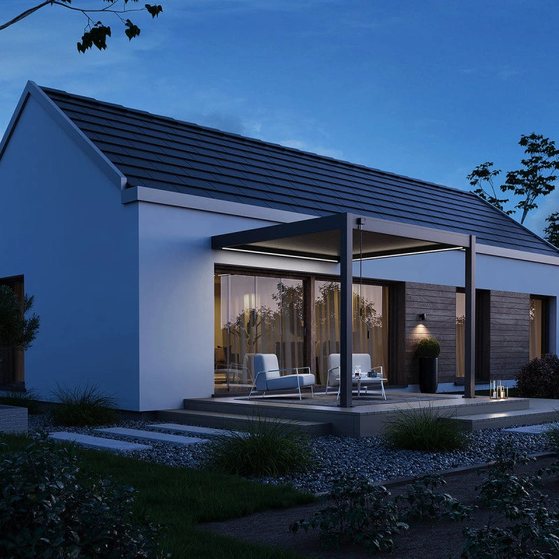 Pergola bioclimatica Ombréa VS 3x3M addossata – Antracite V2
