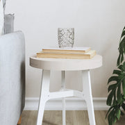 Piano Tavolo Rotondo Bianco Ã˜30x3 cm in Legno Massello di Pino