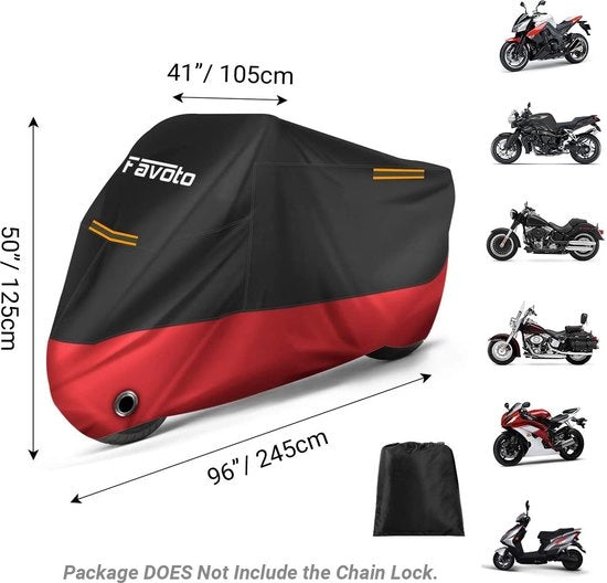 Cappotto per motociclo XXL impermeabile e UV resistente contro residui di uccelli e caldo, protezione esterna per bicicletta e scooter, dimensioni 245x105x125cm con impermeabilizzazione e resistenza al vento.