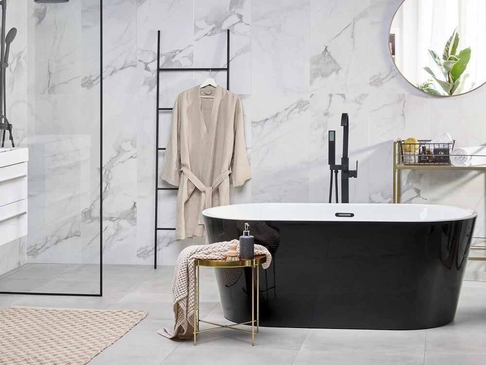 Vasca da Bagno Freestanding Acrilico Sanitario Nero Ovale 160 x 75 cm stile moderno bagno contemporaneo