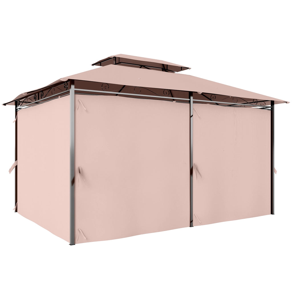 Gazebo da Giardino 4x3m ¨C Zephmum ¨C Acciaio, Poliestere, Color Cachi