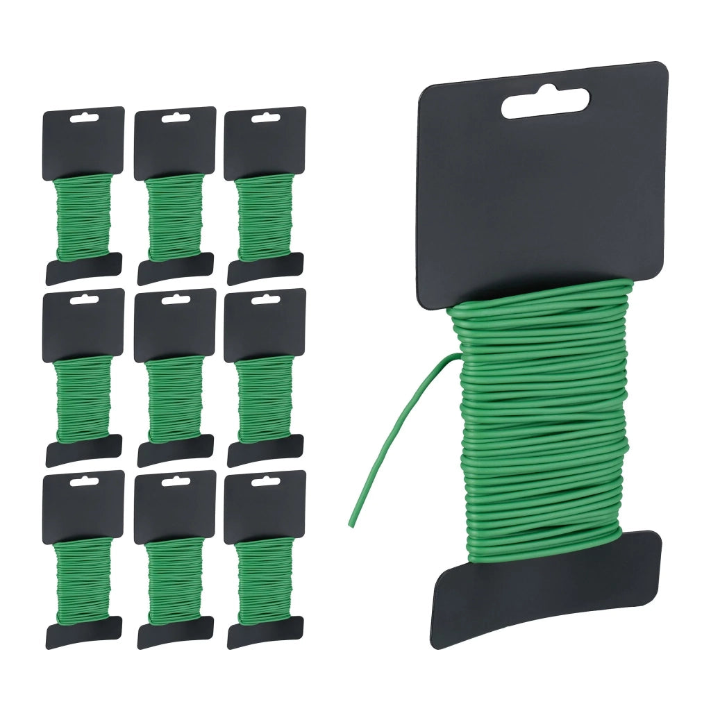 Set di 10 rotoli di filo di ferro per giardinaggio 10 m in plastica verde 13_0015513