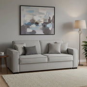 Divano Letto Asteroide, Divano a 3 posti, Made in Italy, SofÒ  Soggiorno con apertura girevole, in tessuto imbottito, con Braccioli standard, cm 220x95h90, Grigio