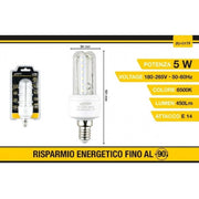 Trade Shop - Lampadina Led E14 5w Bianco Caldo 3000k Freddo 6500k Naturale 4000k 24d 2u-01t - -bianco Freddo      -