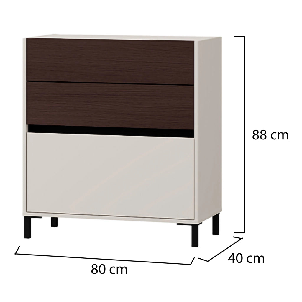 Madia Amed, Credenza 3 Cassetti, 80x40x88h cm Bianco Crema