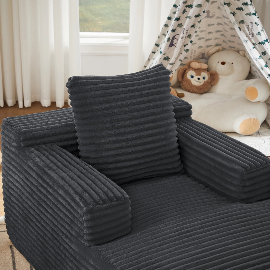Méridienne relax con funzione letto e imbottitura in schiuma ad alta densità in velluto a coste grigio scuro