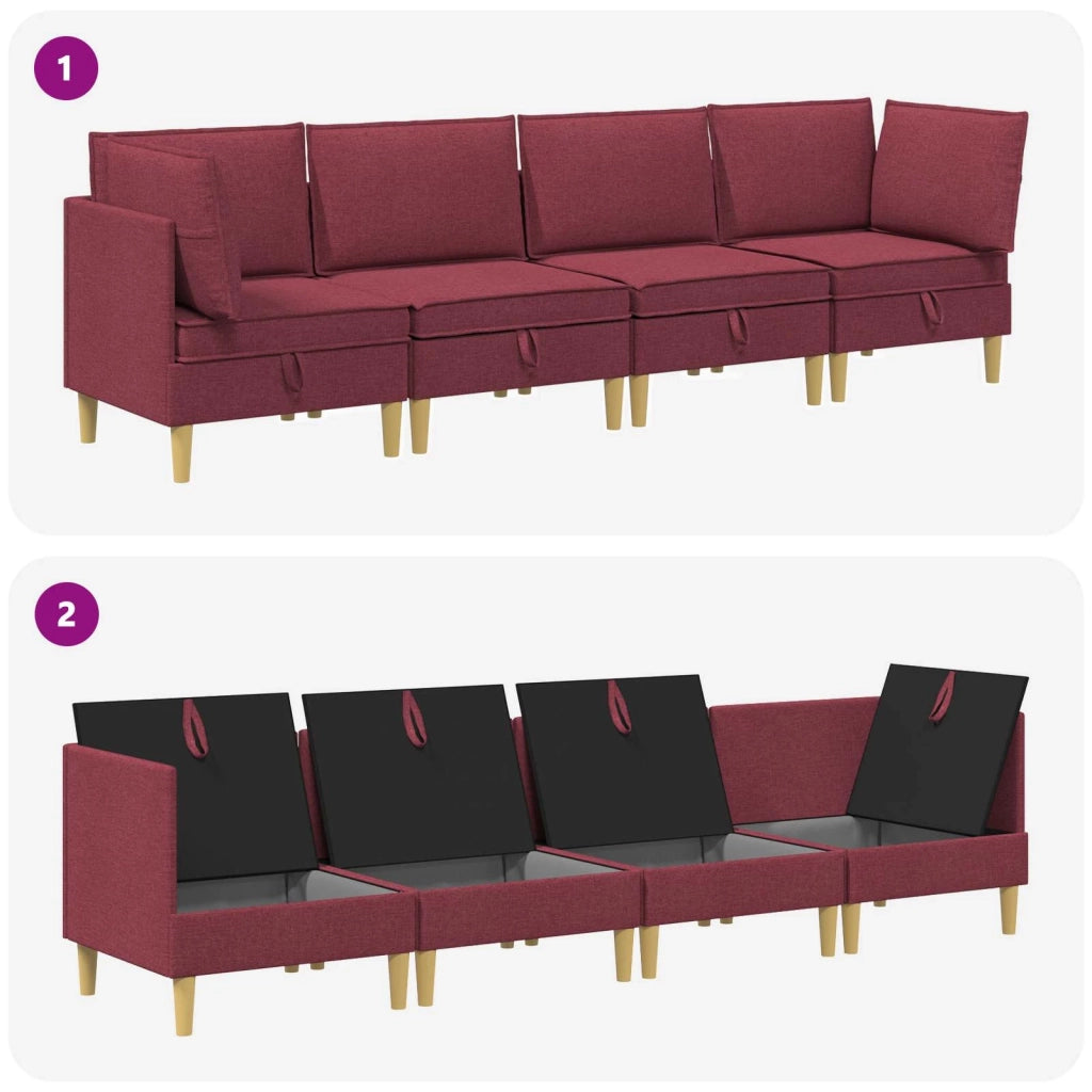 Set di divani modulari con spazio di archiviazione 4 pcs