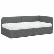 Letto singolo | Letto per adulti | Cornice del letto ad angolo Grigio scuro 90 x 190 cm Tessuto