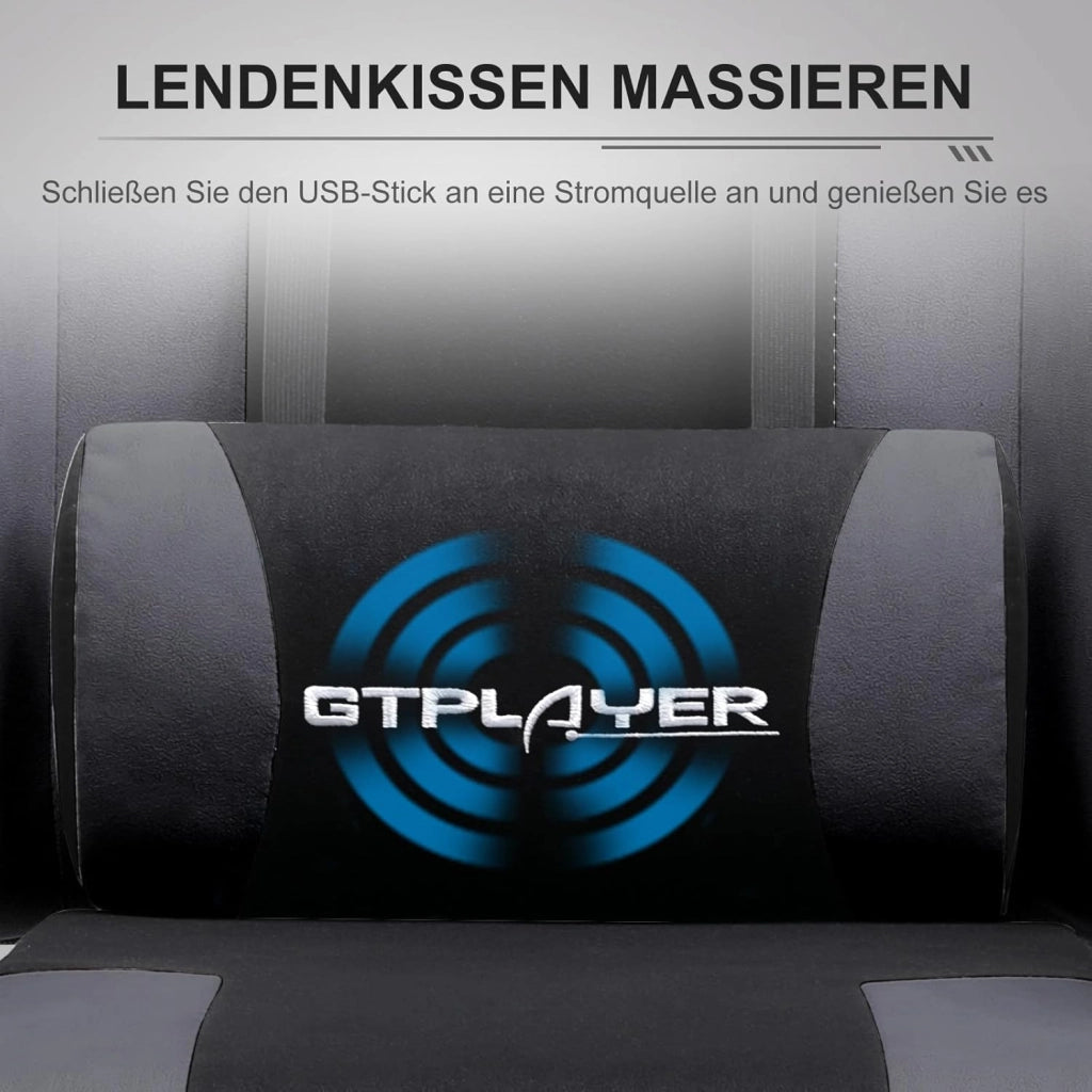 Sedia da gaming, in tessuto, da ufficio, da gioco, ergonomica, con poggiapiedi, per massaggi, cuscino lombare, imbottito, sedia da gioco, sedia girevole, grigio