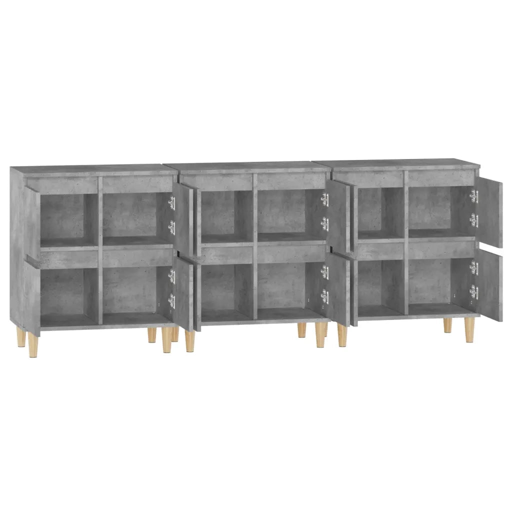 Credenze 3pz Grigio Cemento 60x35x70 cm in Legno Multistrato 3185771