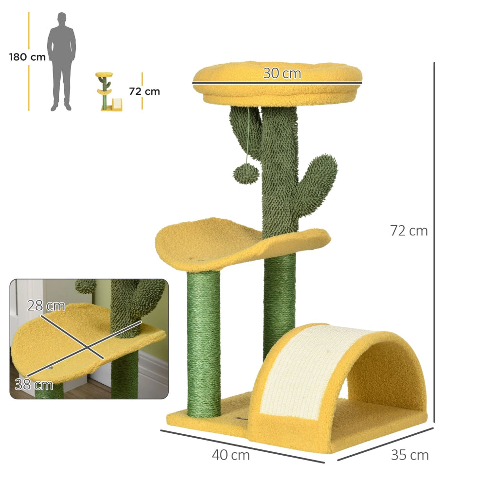 Tiragraffi per Gatti con Cuscino ¨C Zephmum ¨C Verde e Giallo 40x35x72 cm