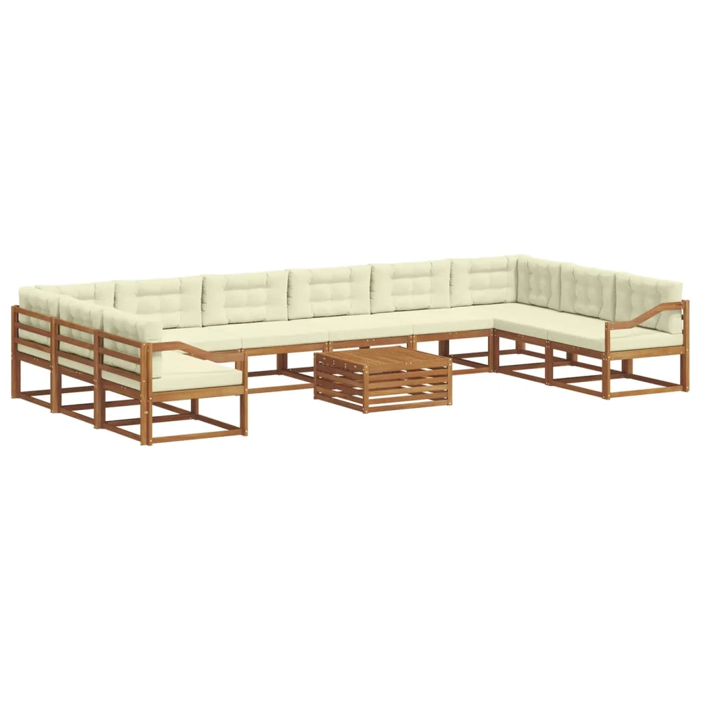 Set di divani da esterno con cuscino 11 pcs Naturale e Crema