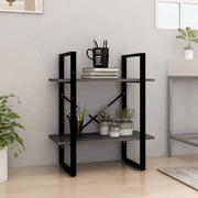 Libreria a 2 Ripiani-Scaffale per Libri-Mobile di Stoccaggio Grigia 60x30x70 cm in Massello di Pino