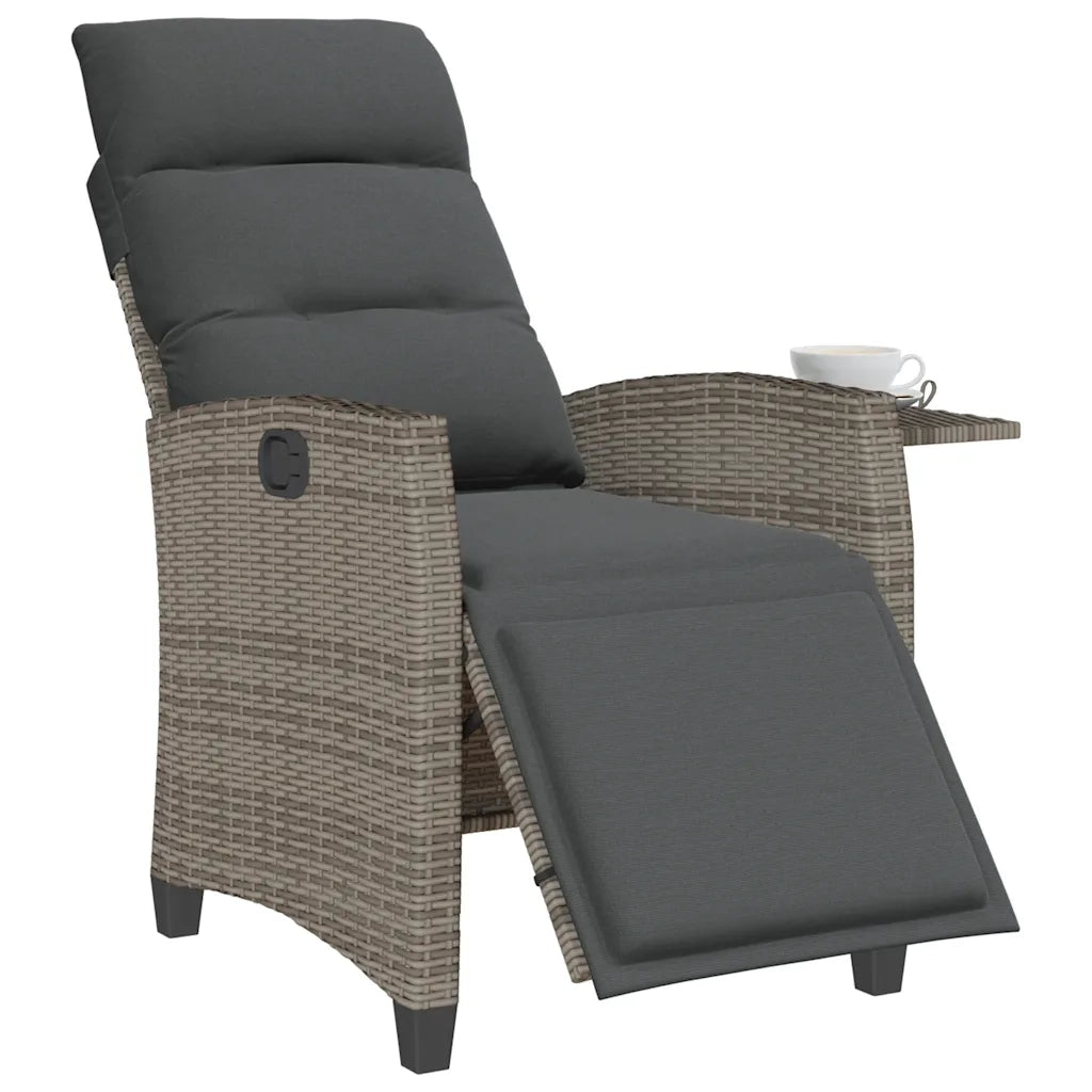 Sedia Reclinabile da Giardino con Tavolino Grigio Polyrattan 4108276