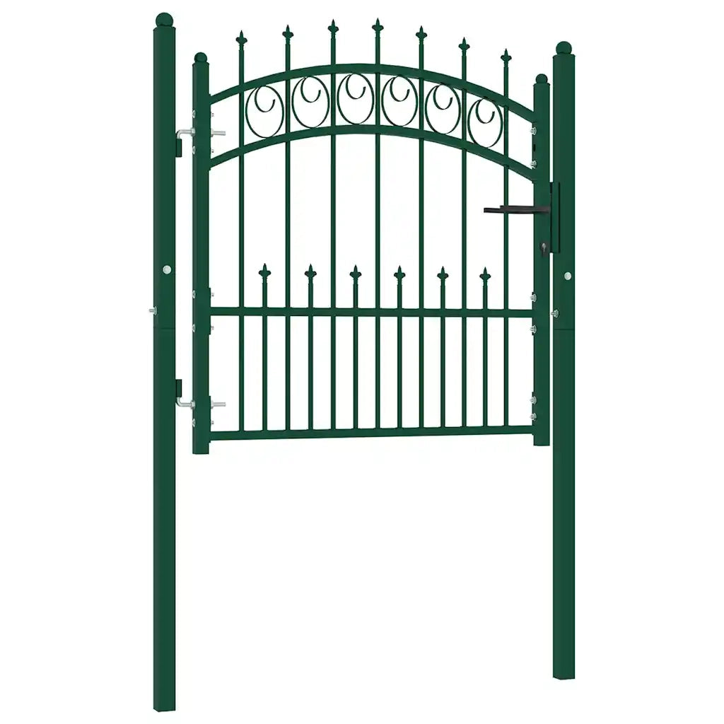 Cancello per Recinzione con Punte in Acciaio 100x100 cm Verde