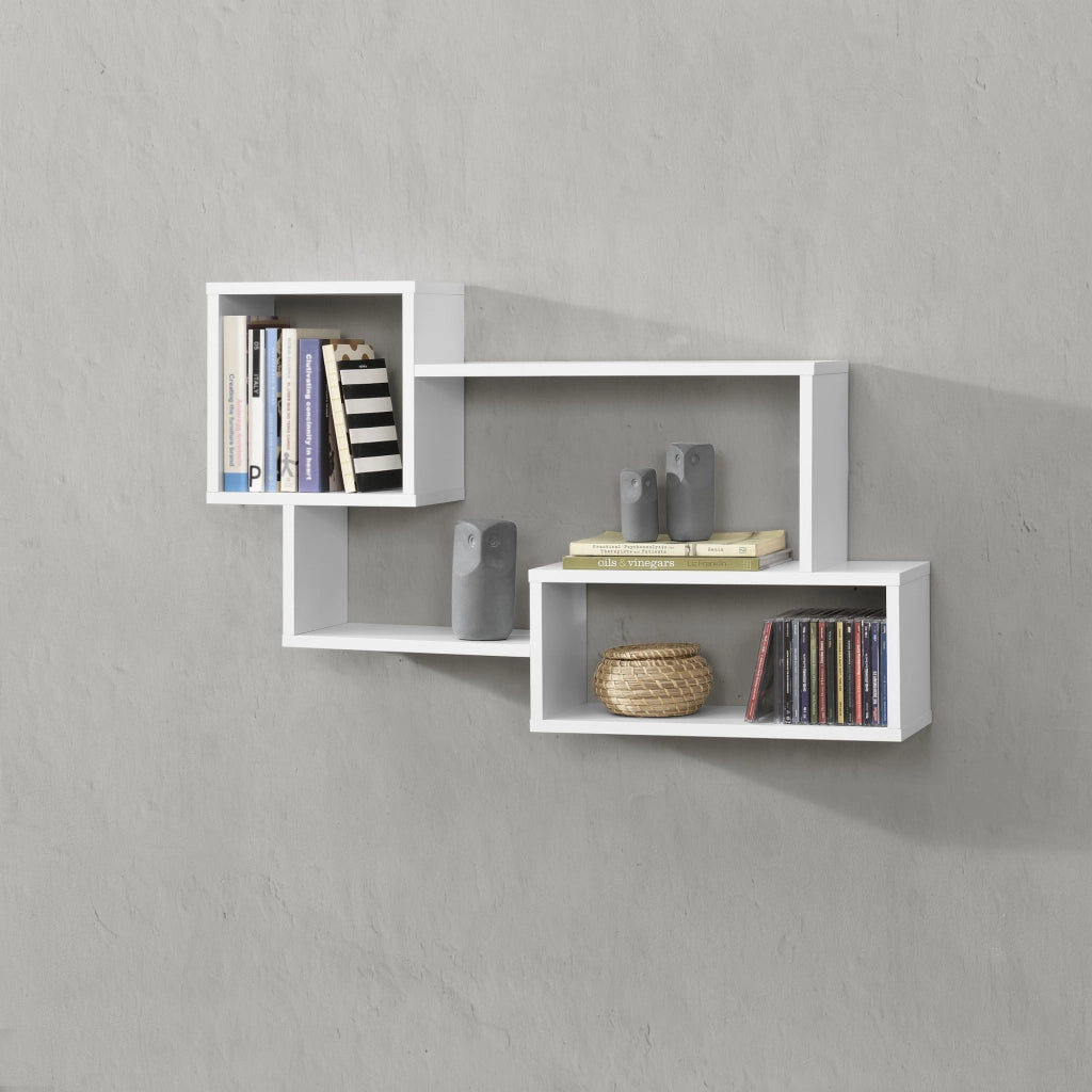 Mensola da Parete Kvinesdal con 3 Vani Portaoggetti 87x18x54 cm - Bianco [en.casa]