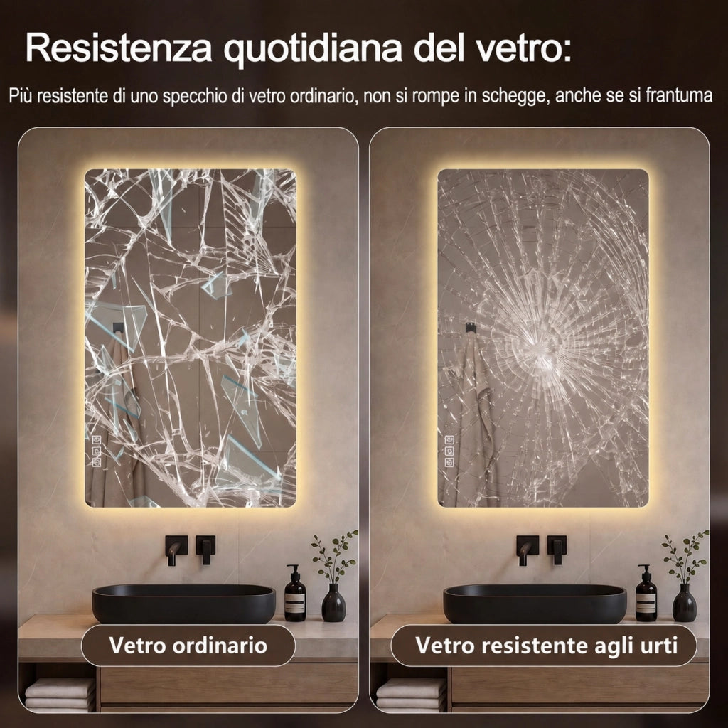 Specchio bagno led 60x80 specchio senza cornice moderno antiappannamento dimmerabile argento