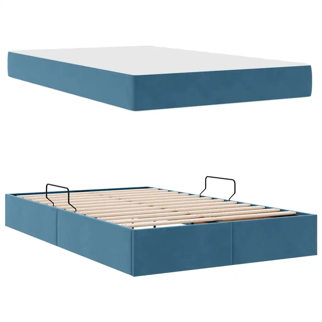 Letto con contenitore e materasso Blu Scuro 120 x 200 cm 3399716