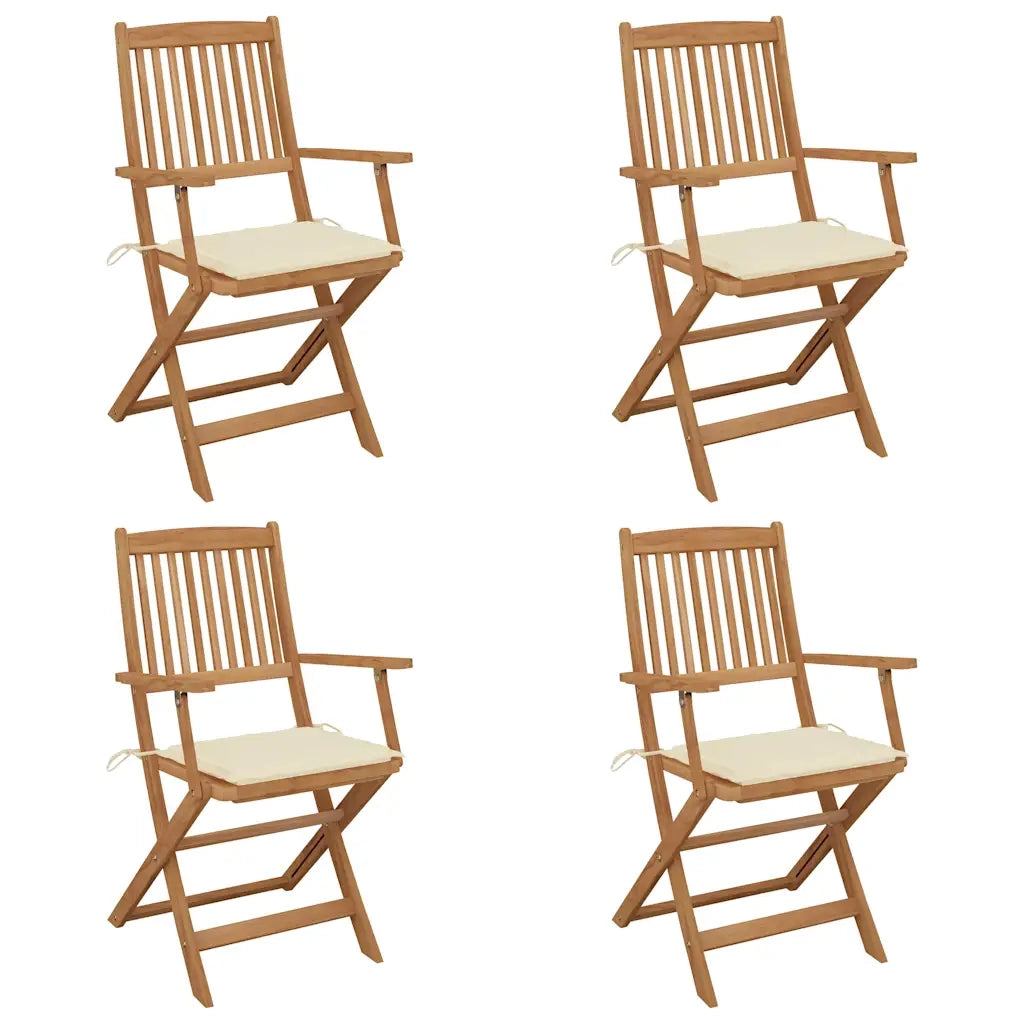 Sedie da Giardino Pieghevoli 4 pz con Cuscini Massello Acacia