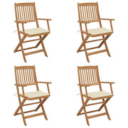 Sedie da Giardino Pieghevoli 4 pz con Cuscini Massello Acacia