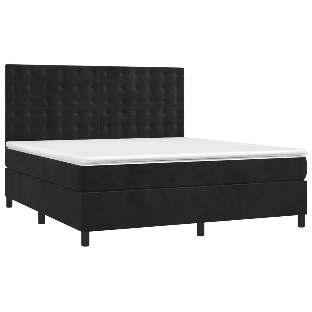 Letto a Molle con Materasso e LED Nero 180x200 cm in Velluto 3136379