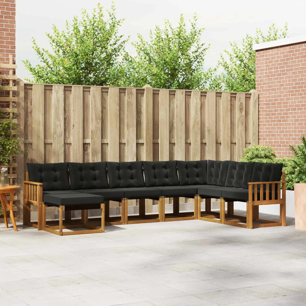 Set di divani da esterno con cuscino 8 pcs Naturale e Nero