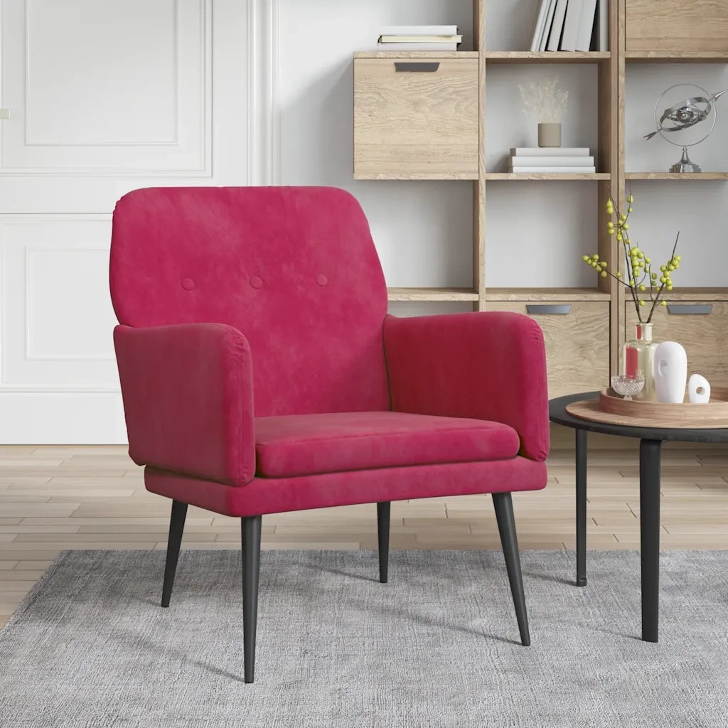 Poltrona | Sedia Relax Rosso Vino 62x79x79 cm Velluto