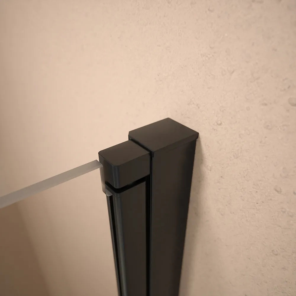 Box doccia angolare 80x100cm doppia anta a libro profili nero opaco e vetro da 8mm trasparente h195 | Fiji