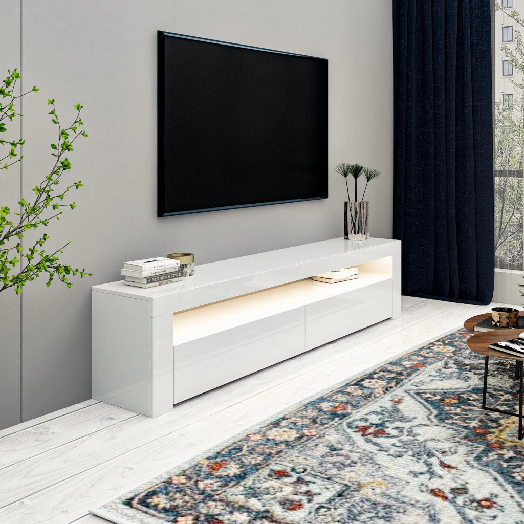 Porta TV in legno "Bati" - 150 x 36 x 46 cm - Bianco