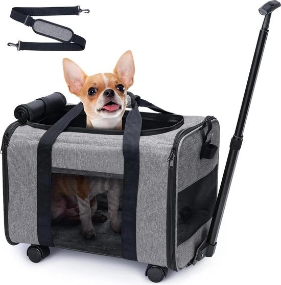 Zaino Portatile per Animali da Cieco con Carrello e Piumino Morbido