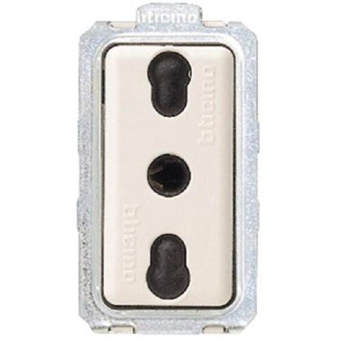 Presa bivalente bipasso bticino 10/16a 250v art. 5180 serie magic