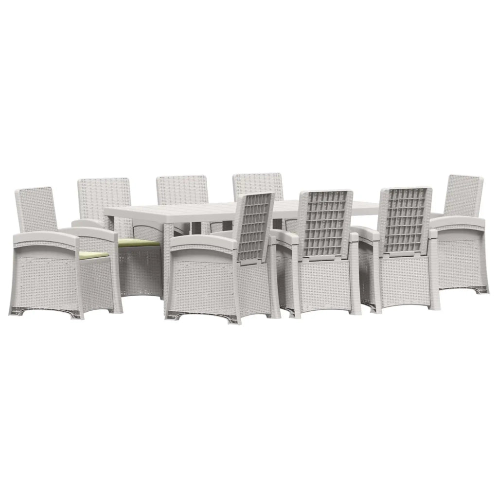 Set da Pranzo per Giardino 9 pz Bianco e Crema PP 3430159