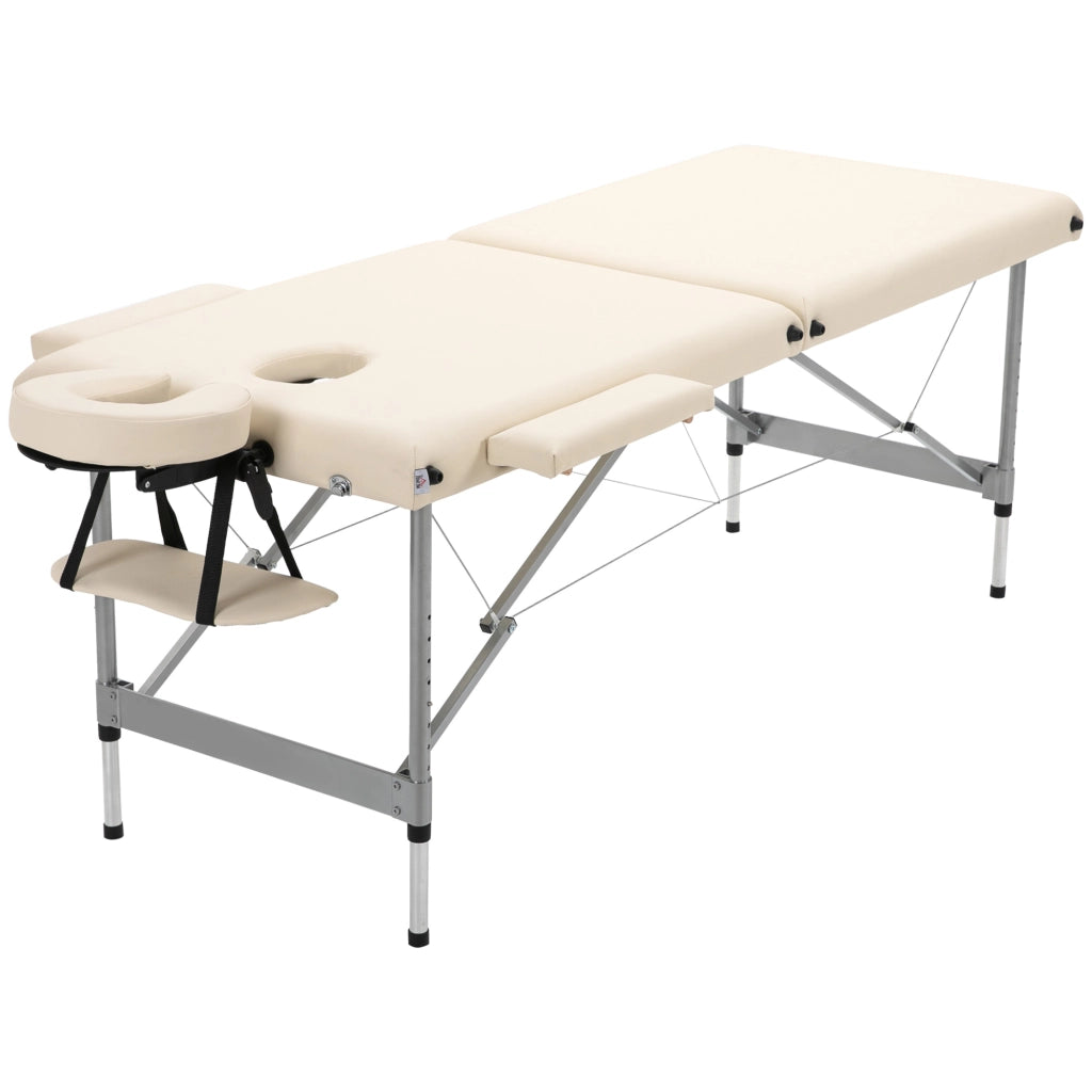 Poltrona Massaggiante Reclinabile Pieghevole ¨C Zephmum ¨C Beige 185x70x58-82 cm