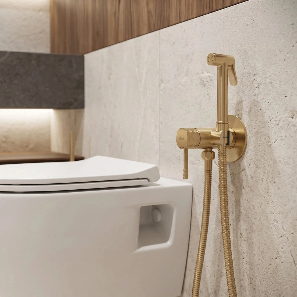 Rubinetto Bidet Rea Lungo Loop Diamond Brush Gold