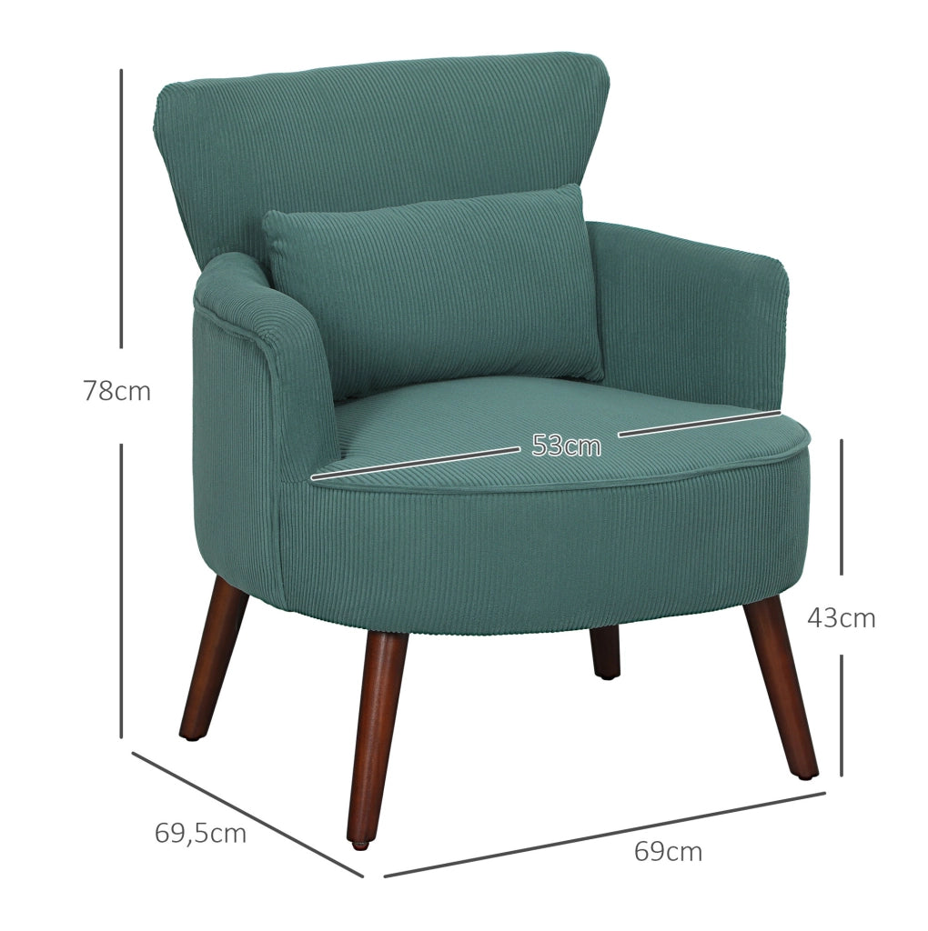 Poltrona 69 x 69,5 x 78 cm verde scuro – schienale e braccioli arrotondati