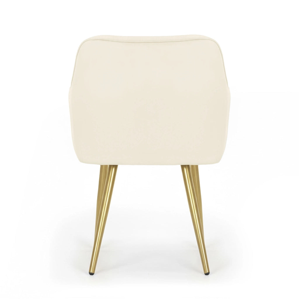 Set di 2 Sedie in velluto con cuciture verticali FLORENCE Crema gambe oro
