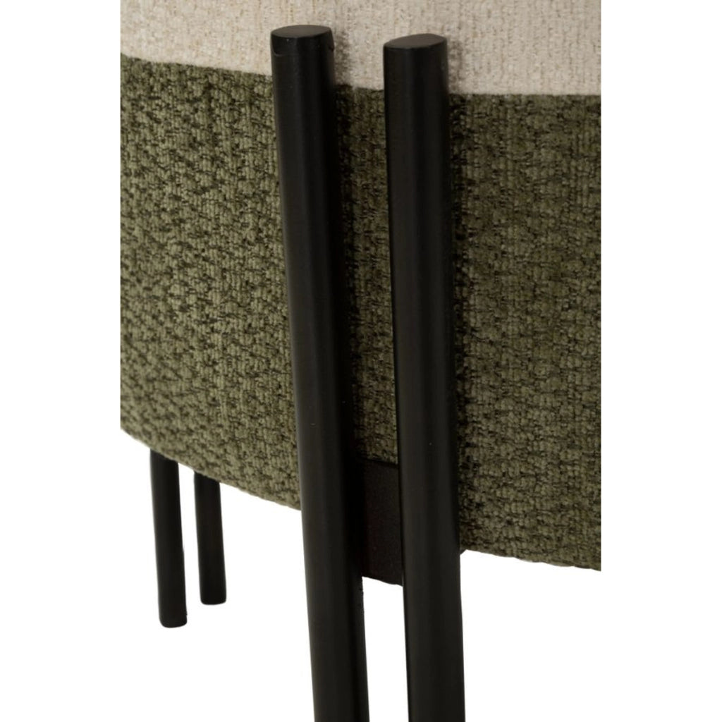 Pouf moderno bicolore con struttura in ferro e seduta imbottita