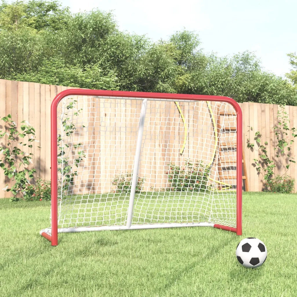 Porta Hockey Rete Rossa Bianca 153x60x118cm Acciaio Poliestere cod mxl 128218