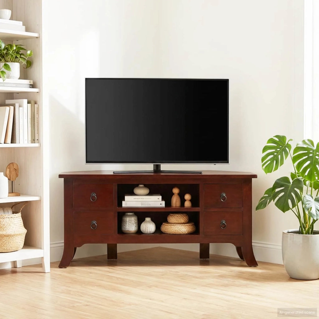 Mobile TV Marrone 100 x 40,5 x 46 cm Legno di Mogano Massello 42009936