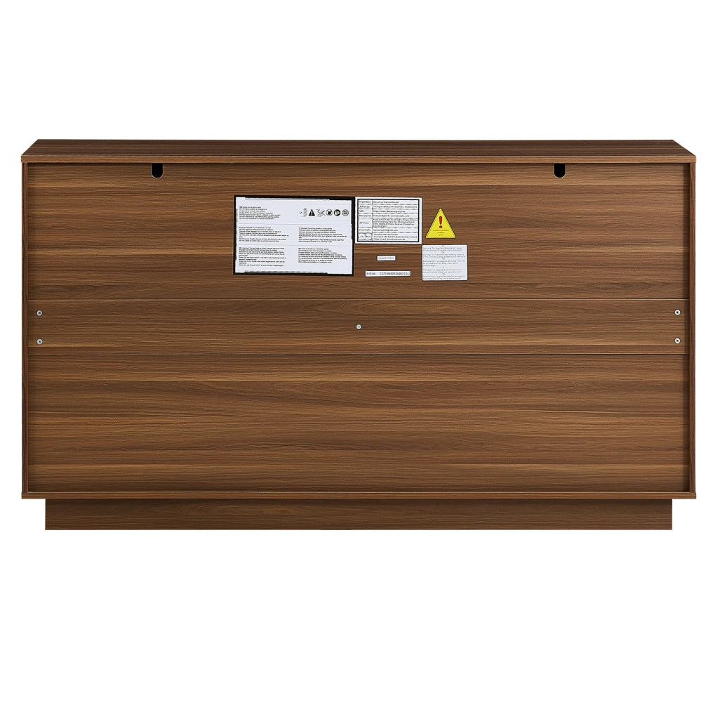 Sideboard 150x40x85 cm in MDF effetto legno marrone e nero; 2 cassetti e 4 ante