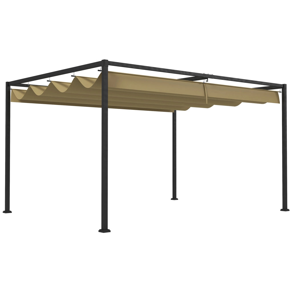 Gazebo pergola da giardino 4x3 m telaio in acciaio tetto regolabile indipendente ottima protezione solare per patio e giardino colore kaki