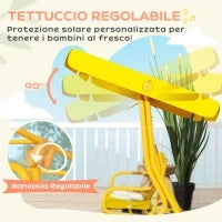 Dondolo per Bambini da Esterno a 2 Posti con Tettuccio Regolabile e Cinture di Sicurezza, 112x75x120 cm, Giallo