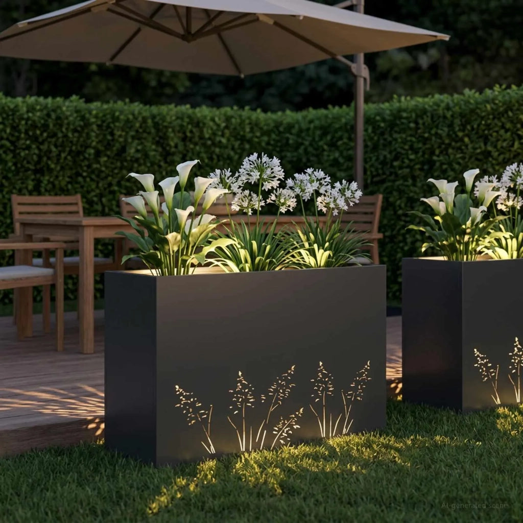 Vaso da giardino Nero 80 x 20 x 49 cm Acciaio laminato a freddo 8005820