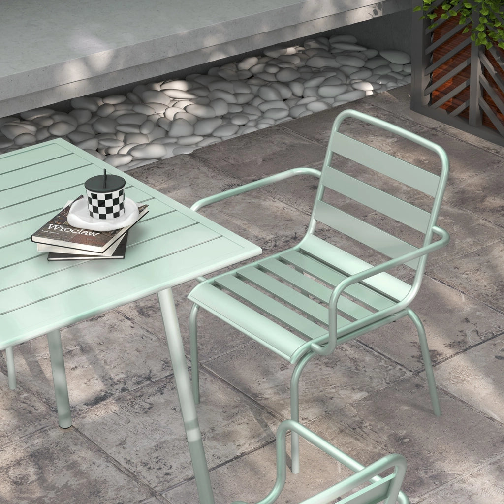 Set tavolo e sedie da giardino 5 pezzi ¨C zephmum ¨C verde chiaro, acciaio