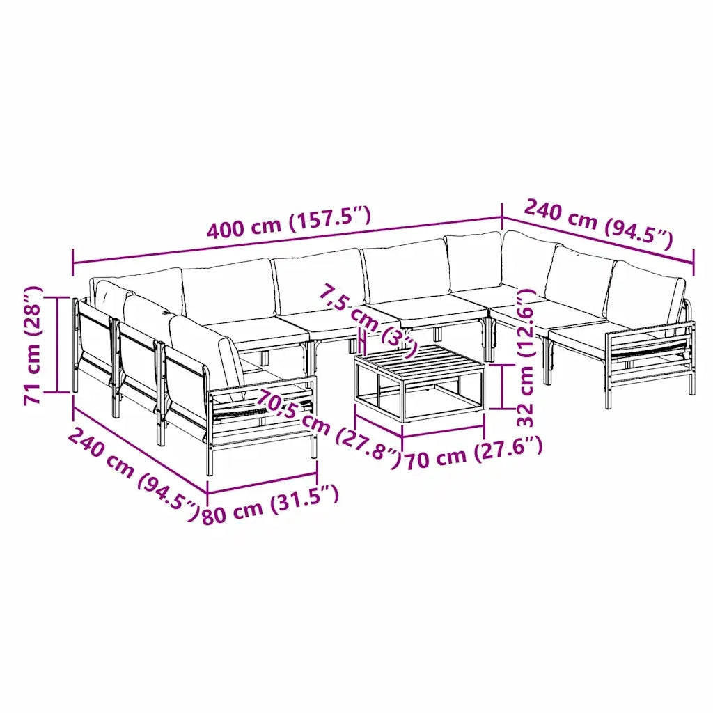 vidaXL Set Divano da Giardino 10 pcs Antracite Acciaio