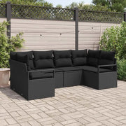 Set Divano da Giardino con cuscino 6 pcs Nero polyrattan 3355192