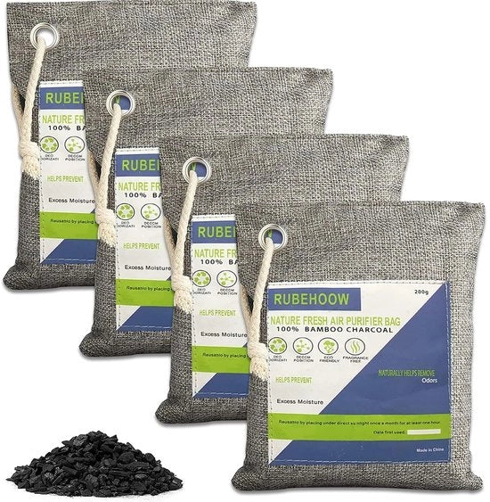Eliminatore di Odore a Carbone Attivo - Naturale e Sicuro - Set da 4