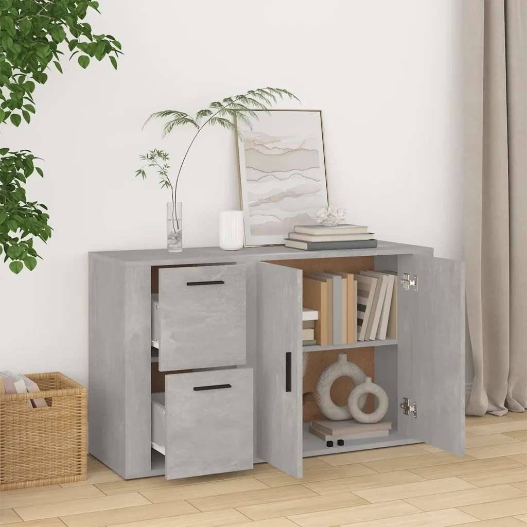 Credenza Grigio Cemento 100x33x59,5 cm in Legno Multistrato cod mxl 23557