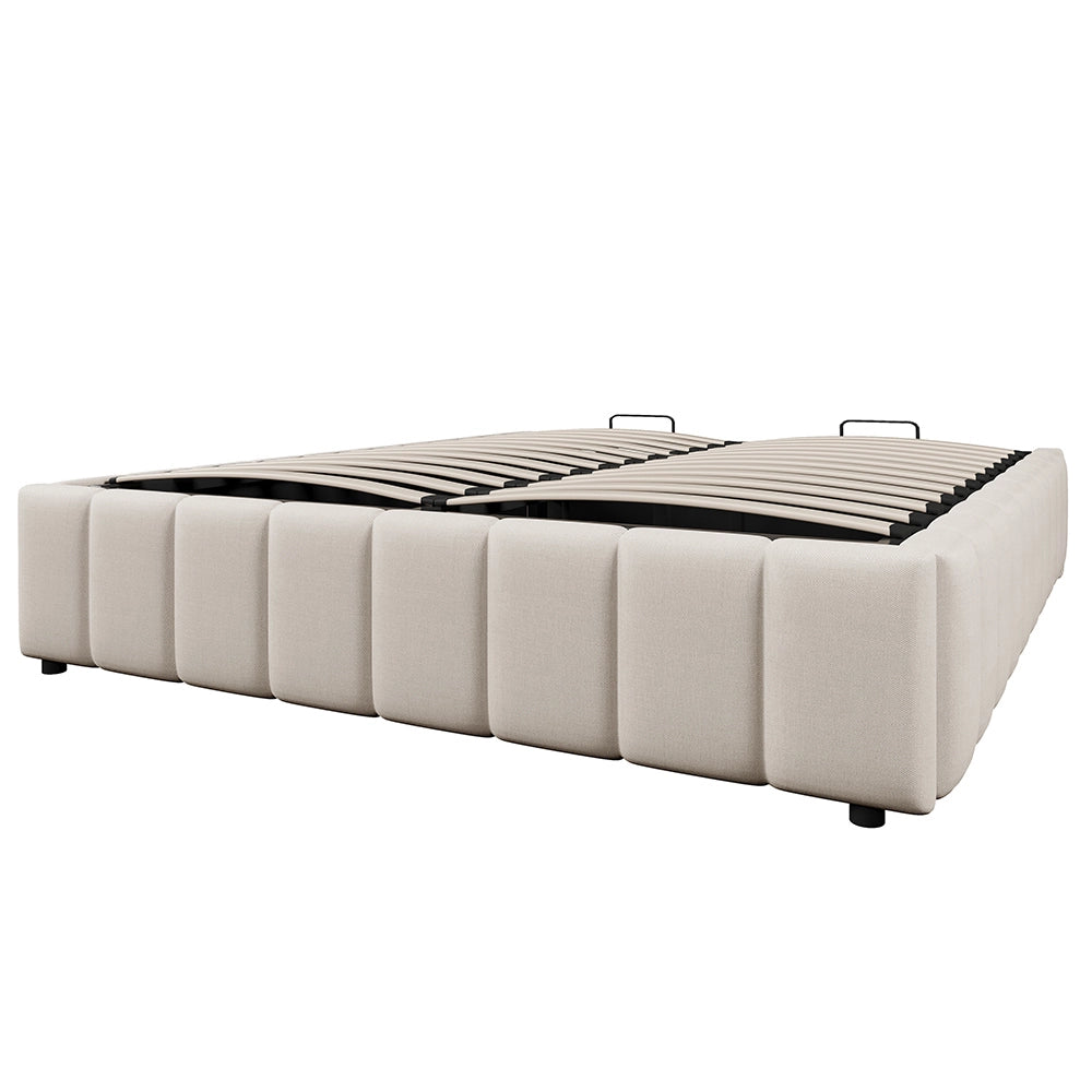 Letto matrimoniale-Xylo-140x200 cm-idraulico, senza testiera, beige