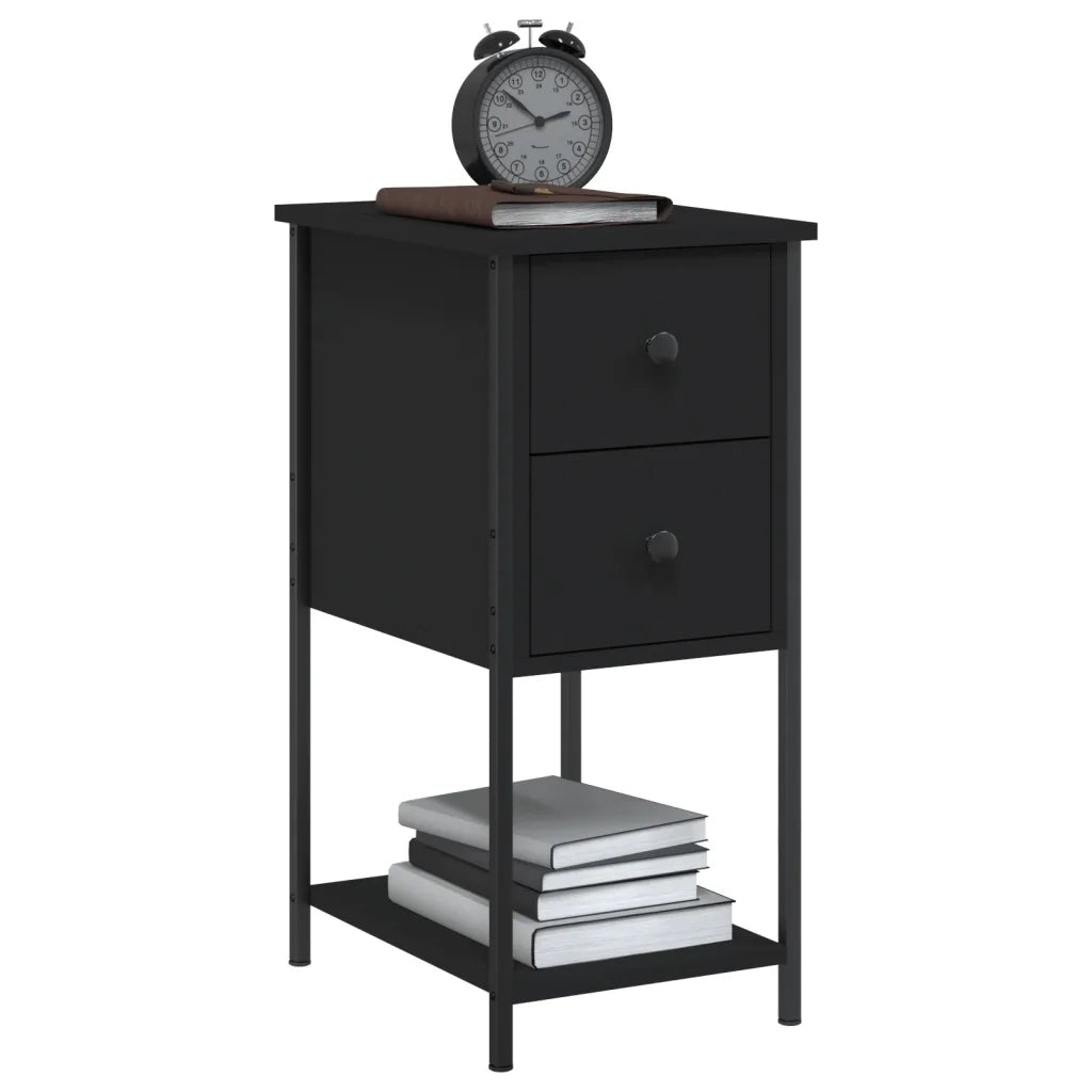 Comodini 2 pz Neri 32x42x70 cm in Legno Multistrato